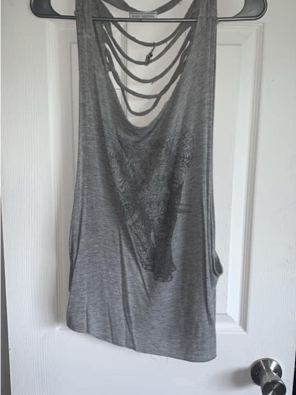 Body Central Gray Ladder-Back Tank Top with Elephant Graphic